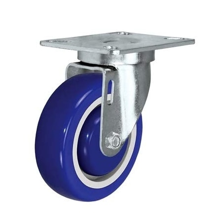 Casterhq 3"x1-1/4" Swivel Caster, Blue Polyurethane ON POLYOLEFIN CORE Wheel 24CS314PPU34Z-02